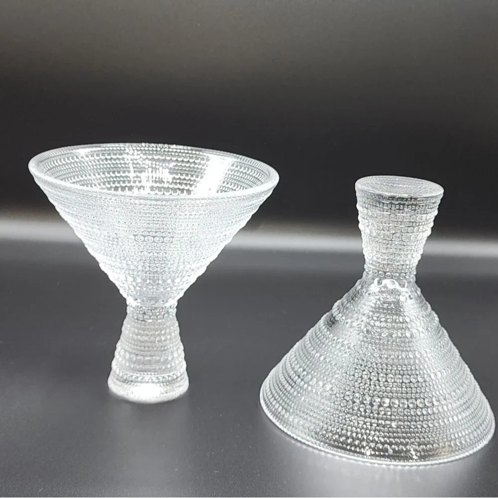 Fortessa Jupiter Beaded Martini Glass Set‎ of Two Embossed texture 11.5oz